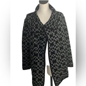 Ana Couture Black Printed Open Cardigan Size Large